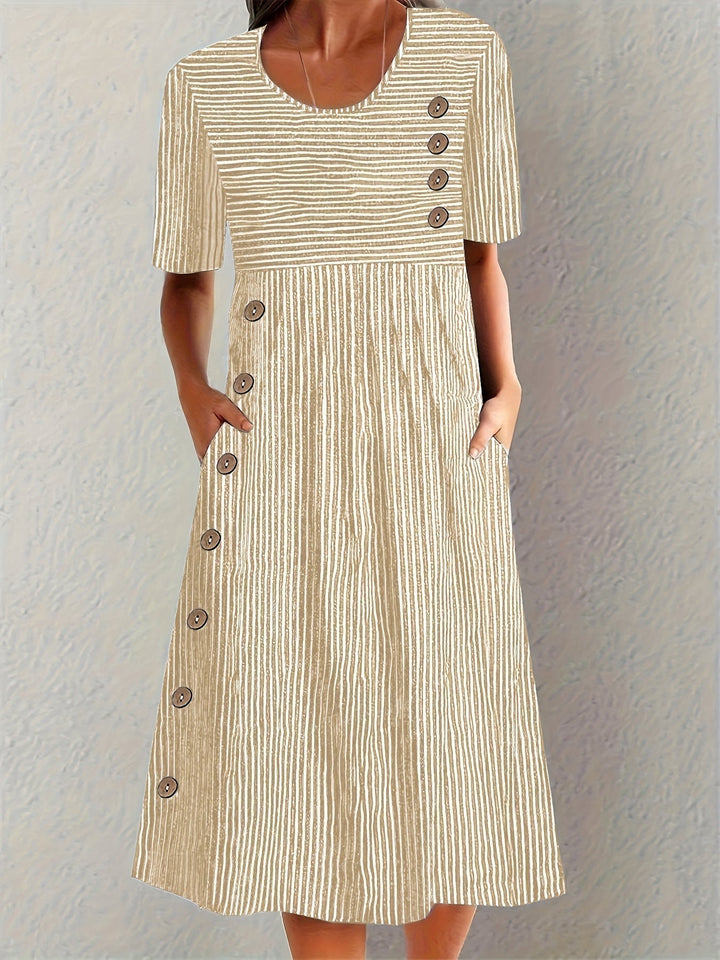 -Coralie™ | Crisp Striped Summer Maxi-