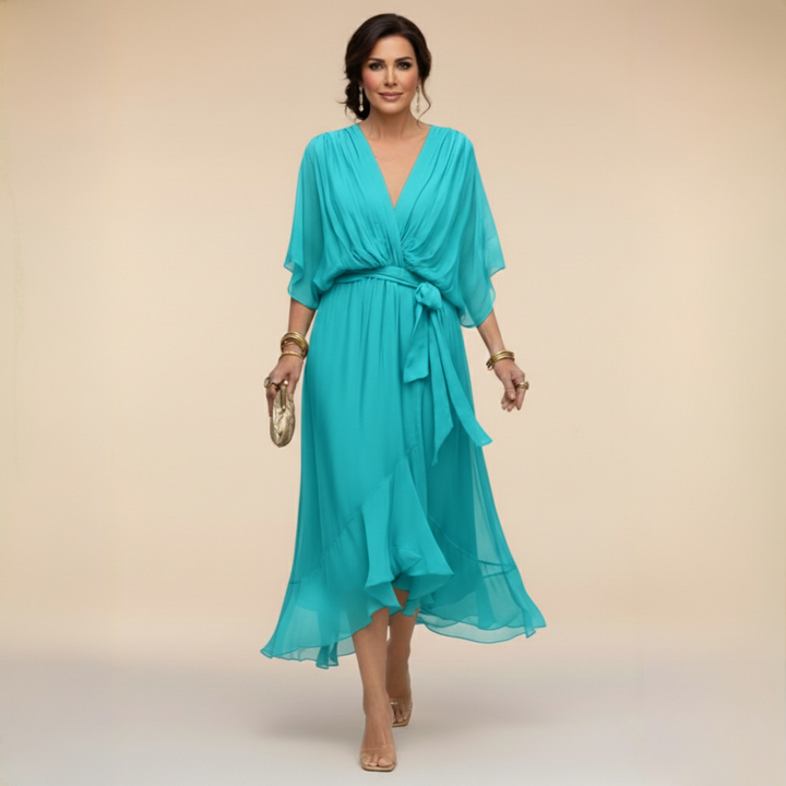 Mirabel™ | Chiffon V-Neck Maxi Dress