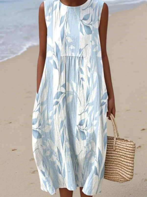 -Sienna™ | Leaf Inspired Midi Dress-