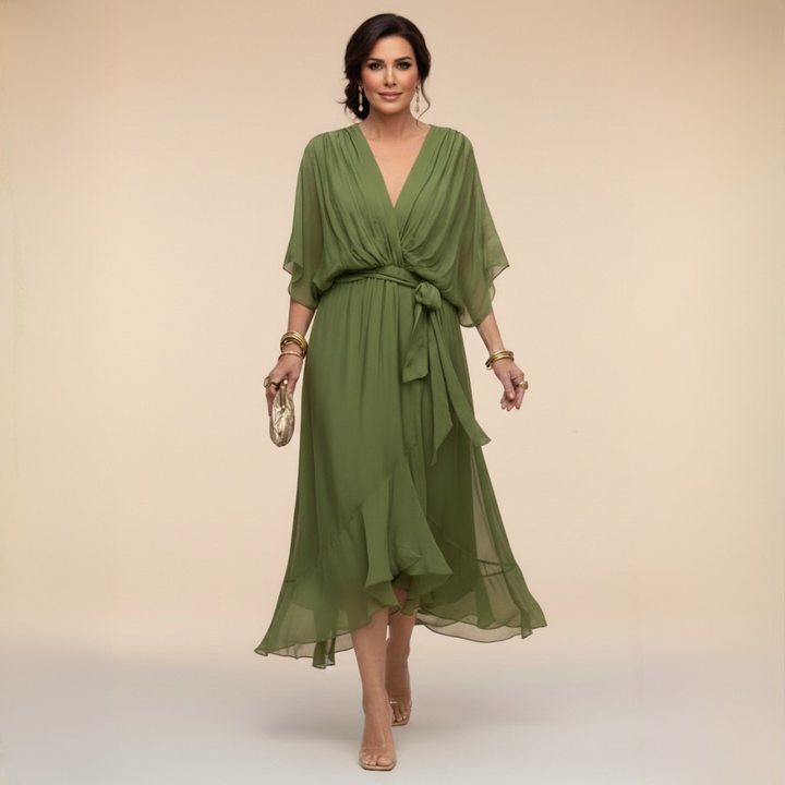 Mirabel™ | Chiffon V-Neck Maxi Dress