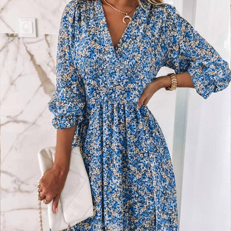 -Thessaly™ | Elegant Floral Maxi Dress-