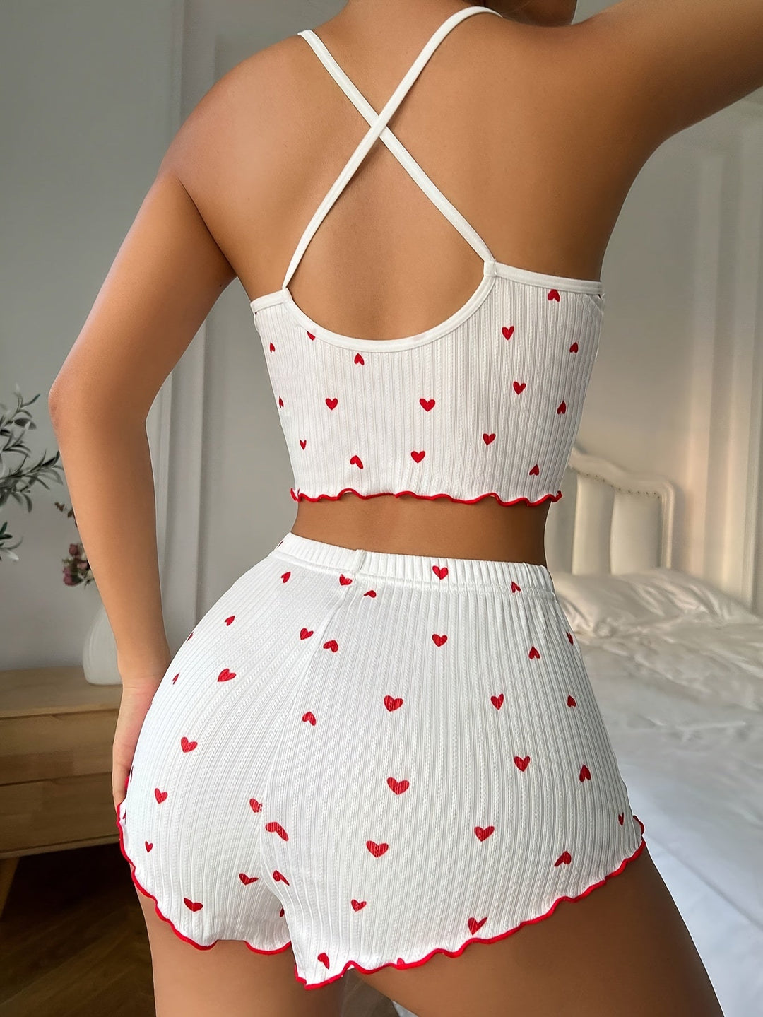 Isabelle™ | Heart Print Ruffle Pajama Set
