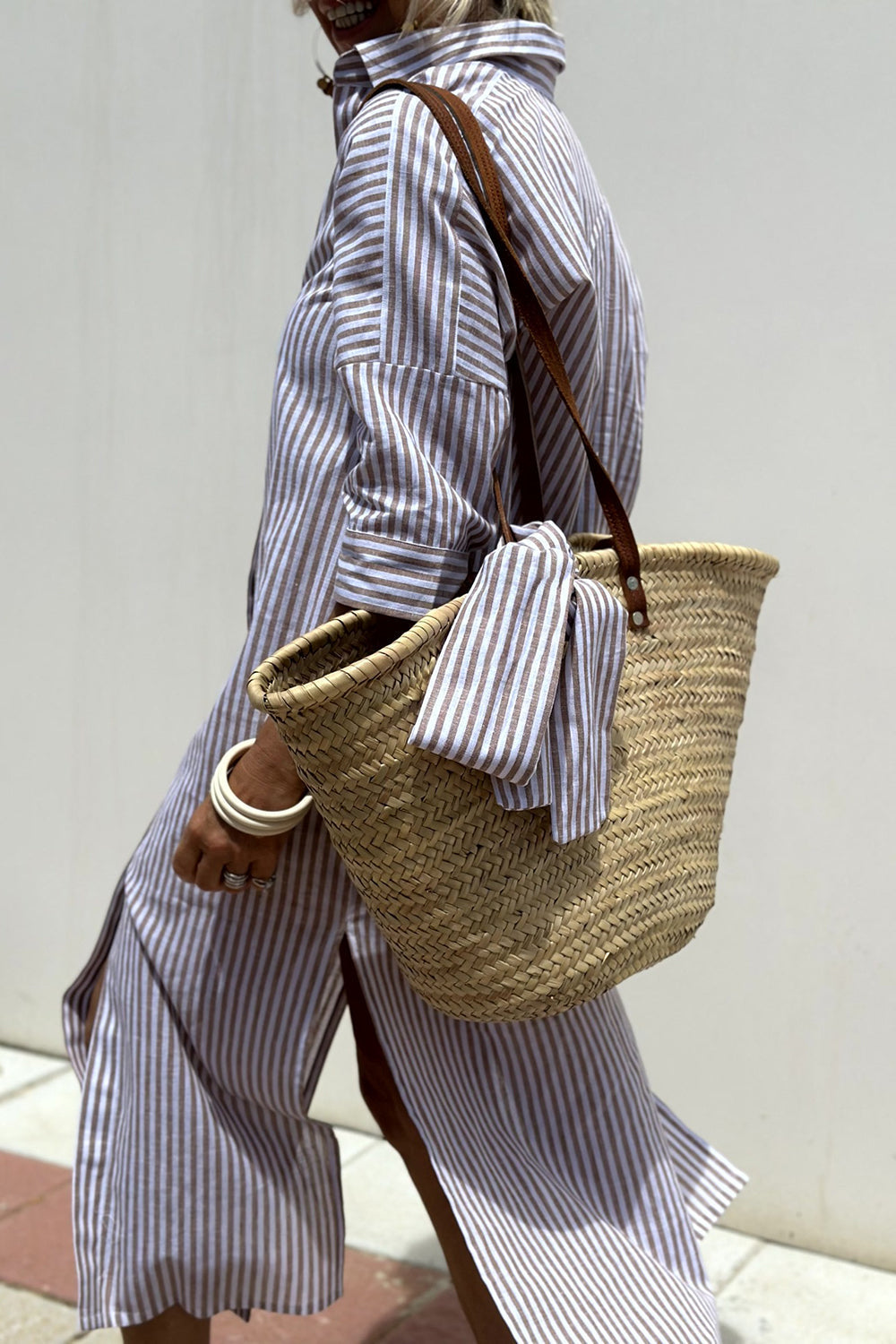 -Corinne™ | Classic Striped Shirt Maxi-
