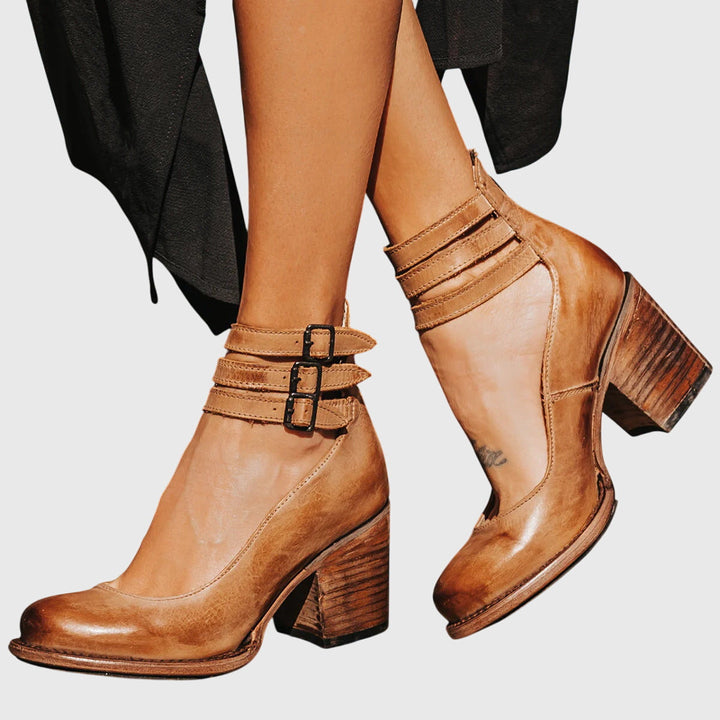 Lucienne™ | Refined Multi Strap Block Heel Sandals
