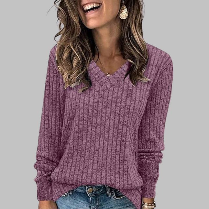Sandra | Comfy V-Neck Long Sleeve Top