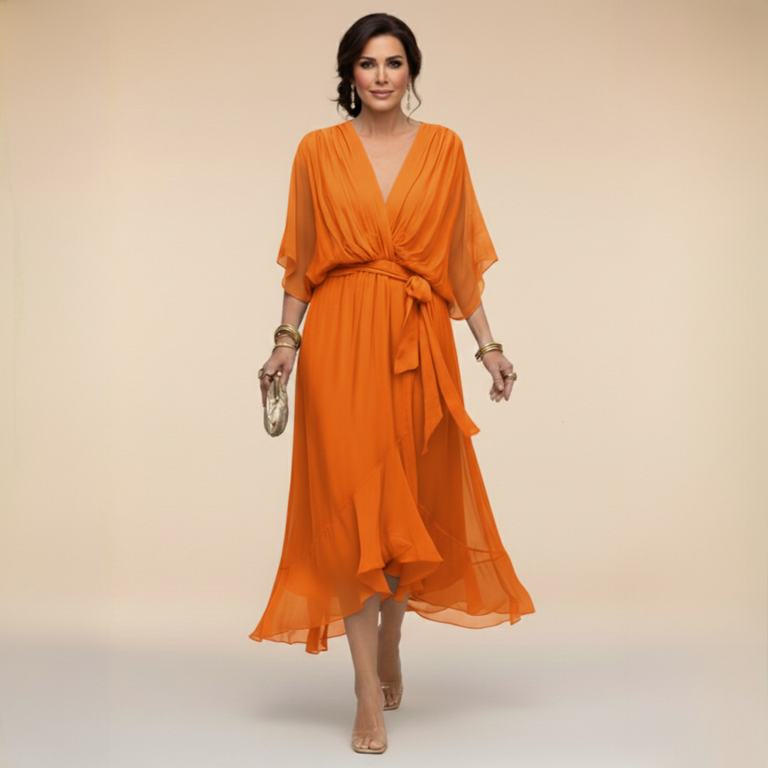 Mirabel™ | Chiffon V-Neck Maxi Dress