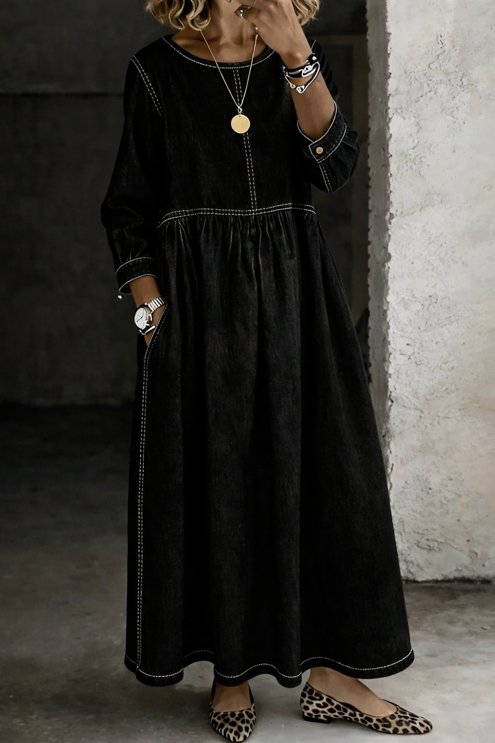 Fern™ | Round Neck Long Sleeve Dress