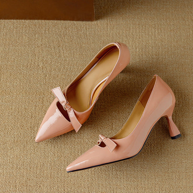 Rosalie™ | Bow Detail Flared Heel Pumps