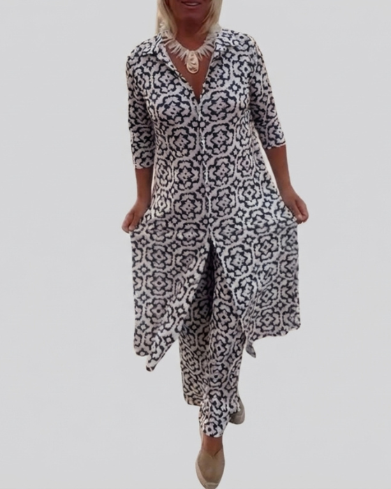 -Ximena™ | Button-Front Two-Piece Set-