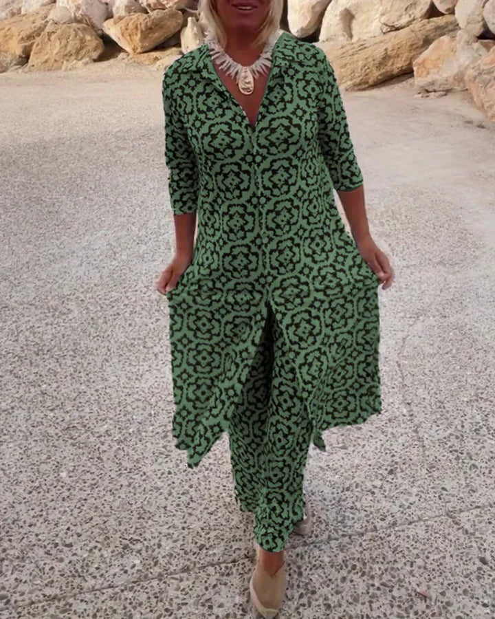 -Ximena™ | Button-Front Two-Piece Set-