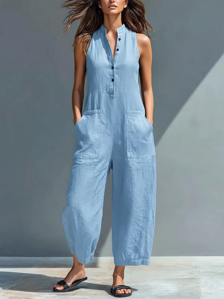 -Cecelia™ | Sleeveless Mandarin Jumpsuit-