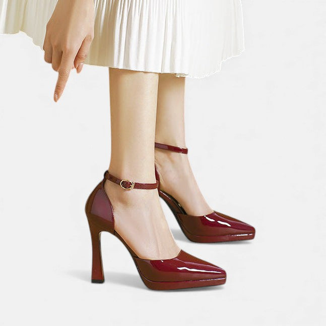 Vivienne™ | Ankle Strap Block Heel Pumps