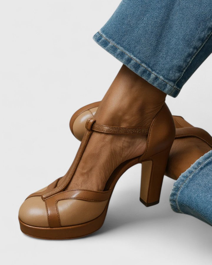 Adeline™ | Vintage T Strap Platform Heels