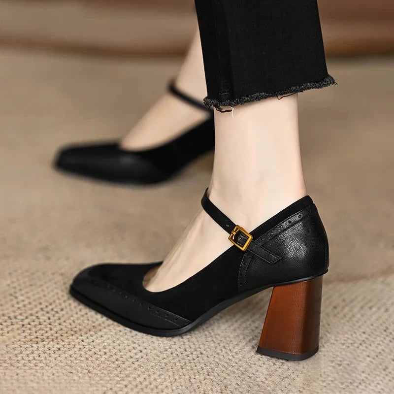 Rosanna™ | Vintage Ankle Strap Block Heel Pumps