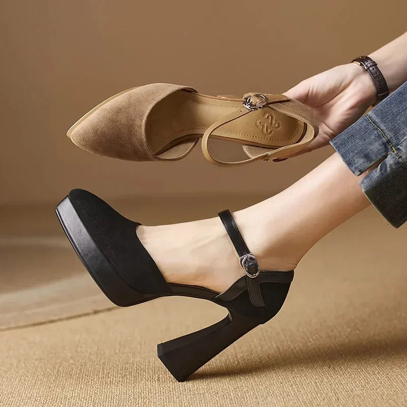 Aveline™ | Ankle Strap Platform Heel Pumps