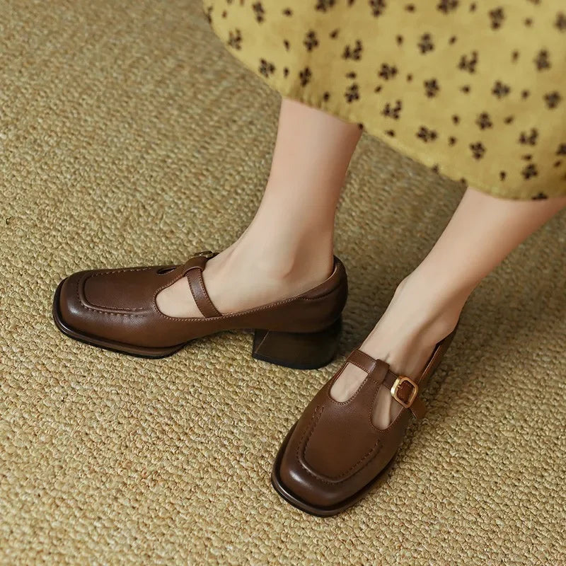 Colette™ | Square Toe T Strap Shoes