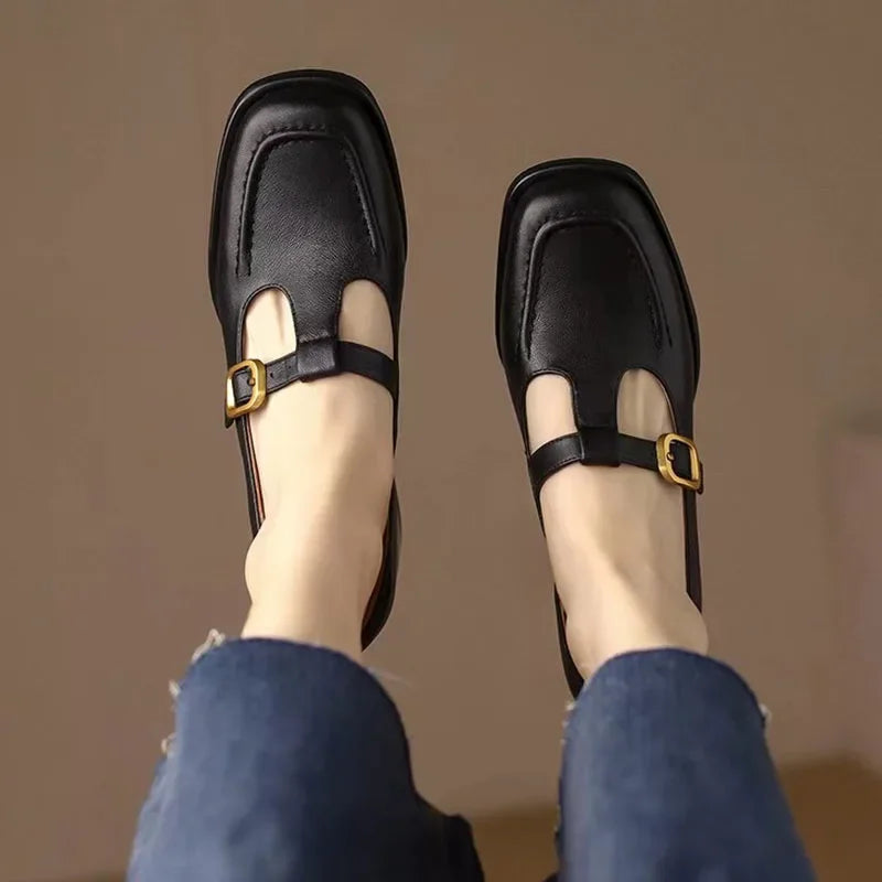 Colette™ | Square Toe T Strap Shoes