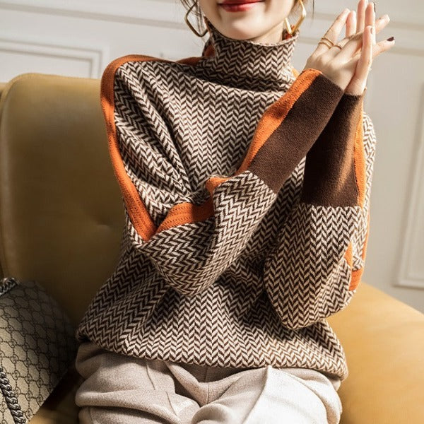 Camille™ | Luxe Herringbone Turtleneck