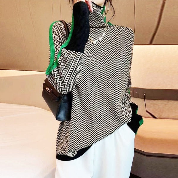 Camille™ | Luxe Herringbone Turtleneck
