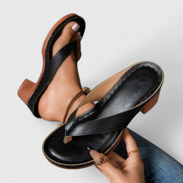 Alessia™ | Minimal Toe Loop Block Heel Sandals