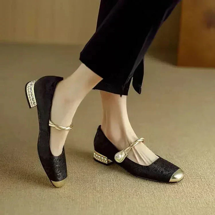 Elodie™ | Pearl Strap Mary Jane Block Heel Shoes