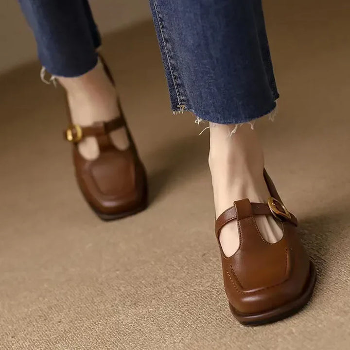 Colette™ | Square Toe T Strap Shoes
