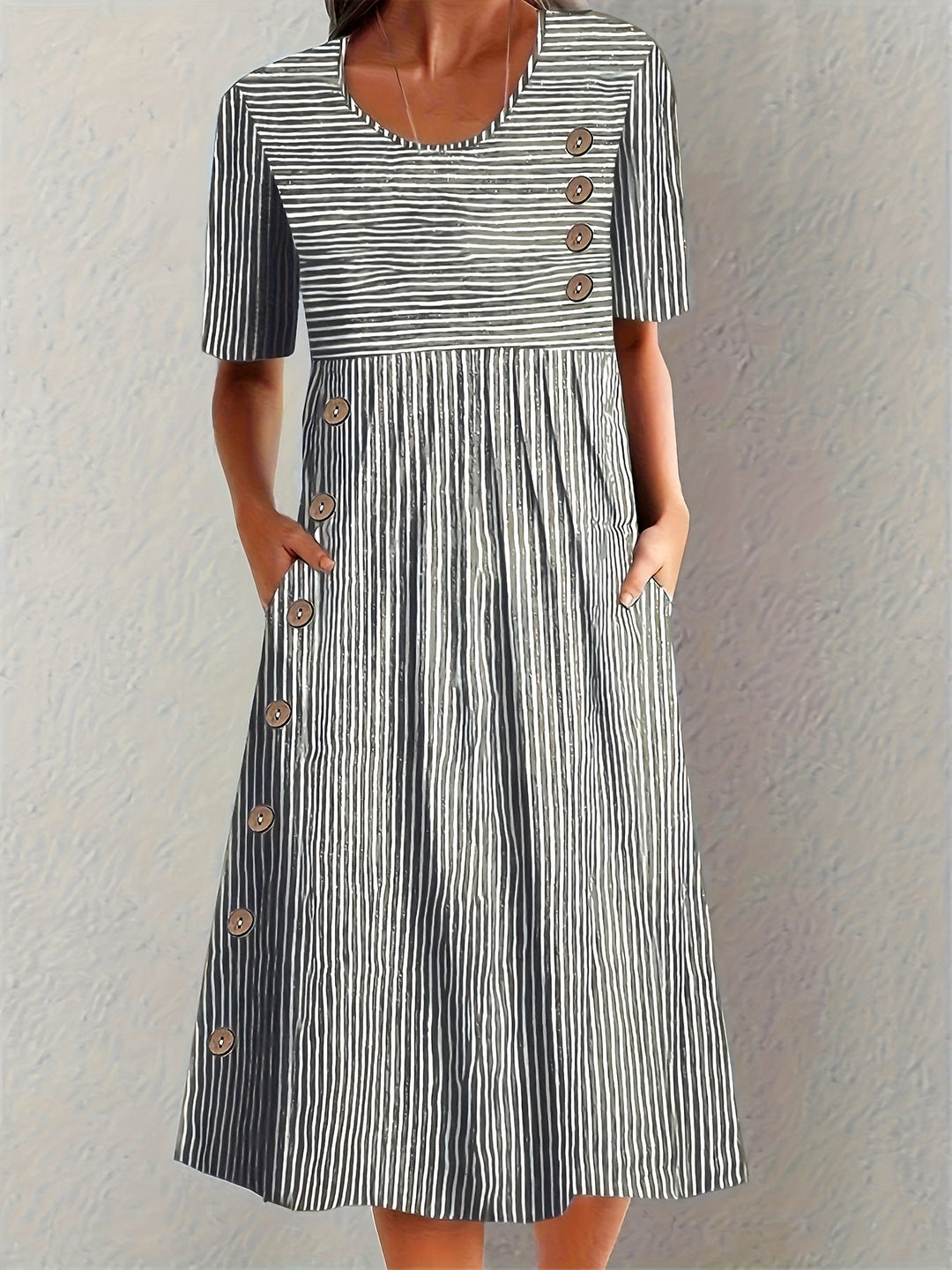 -Coralie™ | Crisp Striped Summer Maxi-