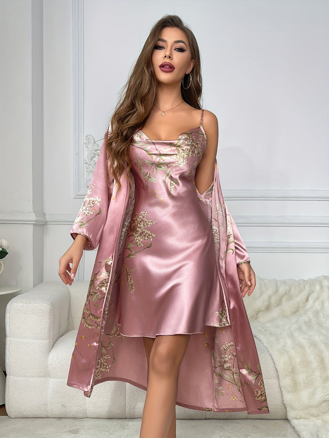Evelyn™ | Floral Camisole & Robe Set