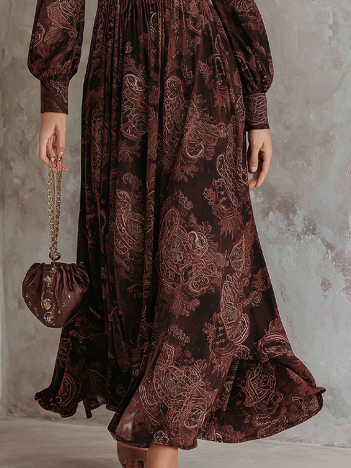 Audrey™ | Paisley Zip Neck Maxi Dress