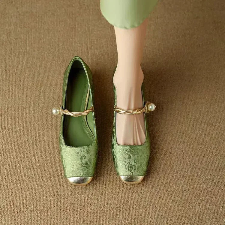 Elodie™ | Pearl Strap Mary Jane Block Heel Shoes