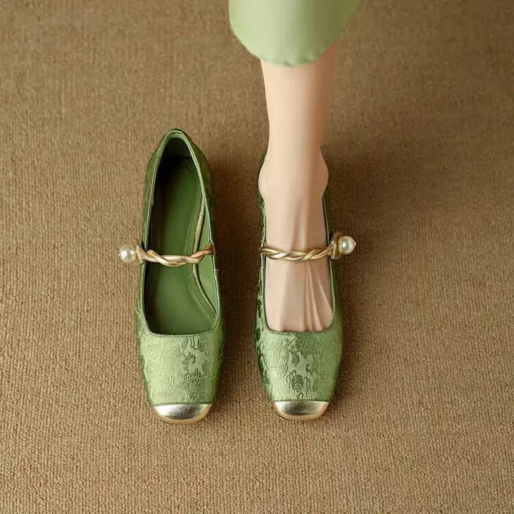 Elodie™ | Pearl Strap Mary Jane Block Heel Shoes