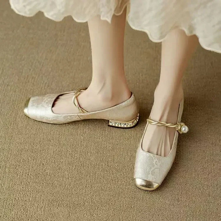 Elodie™ | Pearl Strap Mary Jane Block Heel Shoes