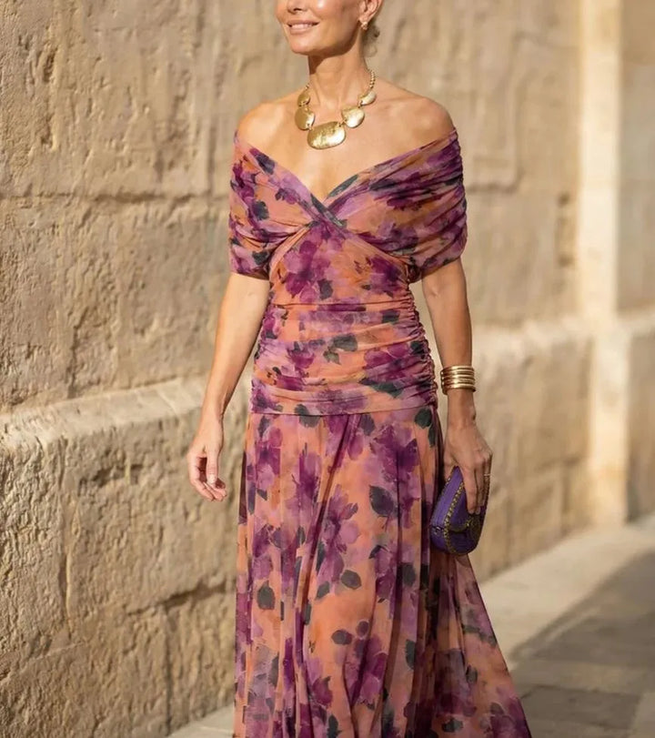 Kaye™ | Coral Glow Evening Dress
