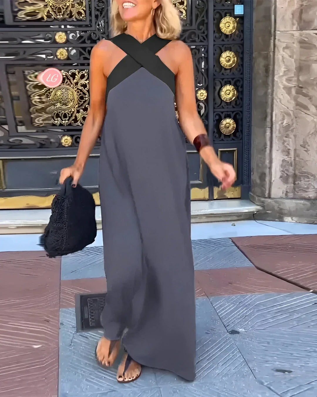 -Quirine™ | Wrap-Front Maxi Dress-
