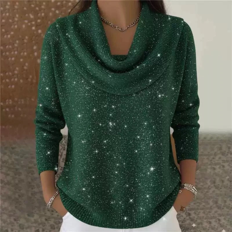Melissa | Sparkle Cowl Neck Knit Sweater