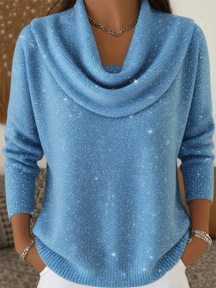 Melissa | Sparkle Cowl Neck Knit Sweater